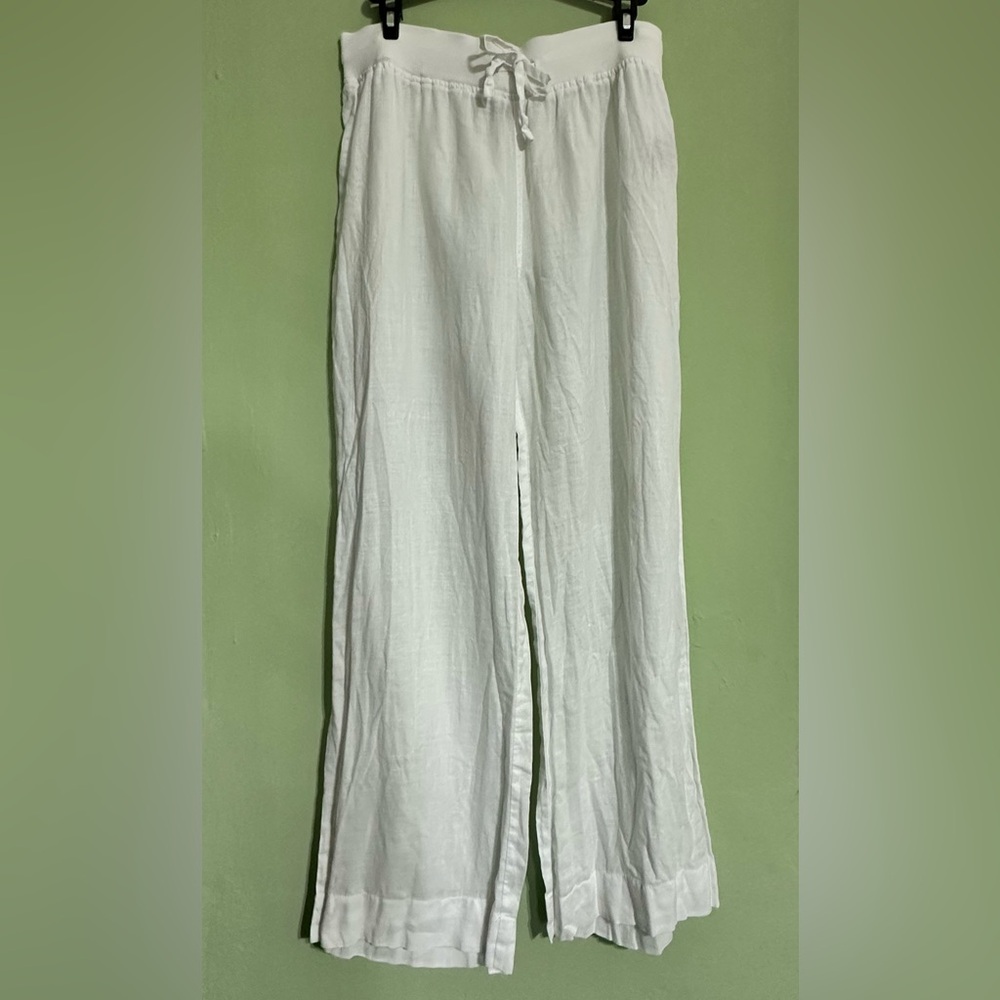 White Linen Cover up Pants